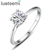 LUOTEEMI Alibaba Wholesale Stock European Design Wedding Jewelry 7MM cz Diamond Engagement S925 Silver Rings