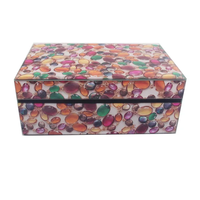 C&L mirror rectangular glass jewelry trinket display storage box