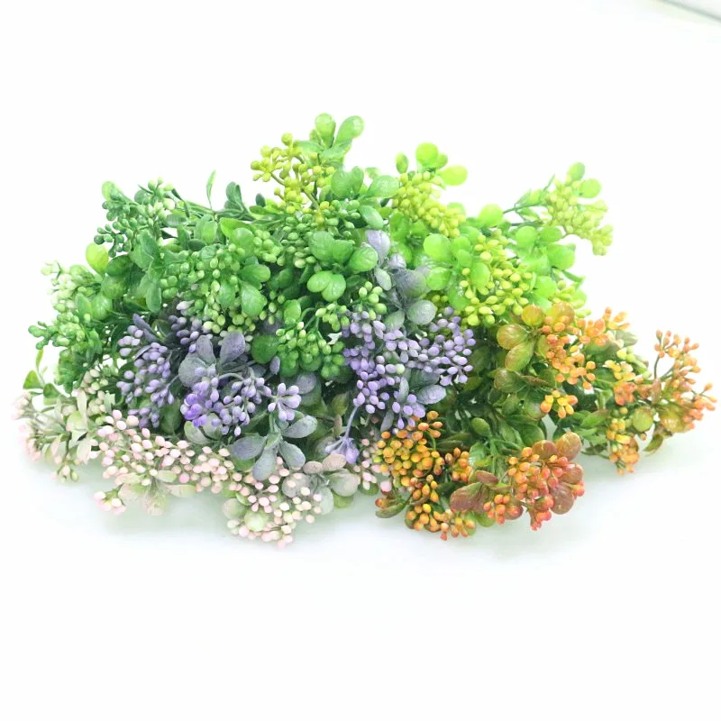 Flone Green Artificial Flower Simulation Milan Small Bouquet Plastic Plant Flowers For Wedding Home Office Party Decoration Art (10)