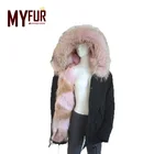 Jsfur Wholesale Women Winter Fur Clothes Black Parka