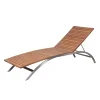 High quality outdoor hotel furniture 314 stainless steel frame teak wood slats back pool chairs sun lounger (L657)