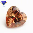 Top Quality Synthetic Champagne CZ Heart Cut Cubic Zirconia Stones