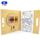 Recycle oem kraft paper cover coloring book set with handle for children