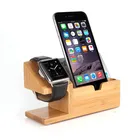 Desktop Bamboo Watch Holder Stand Mobile Phone Organizer Display Rack with Charging Dock 4 USB