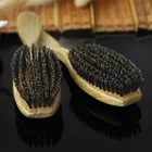 wooden custom logo boar bristle hair brush hair straightener brush bling hair brush