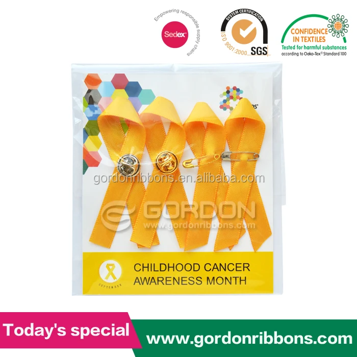 packing yellow awareness ribbon bows in card aids bow with safe