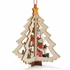 Christmas Decorations Carved Wooden Christmas Tree Window Pendant Five - pointed Star Bell Hanging Strap Free Shipping