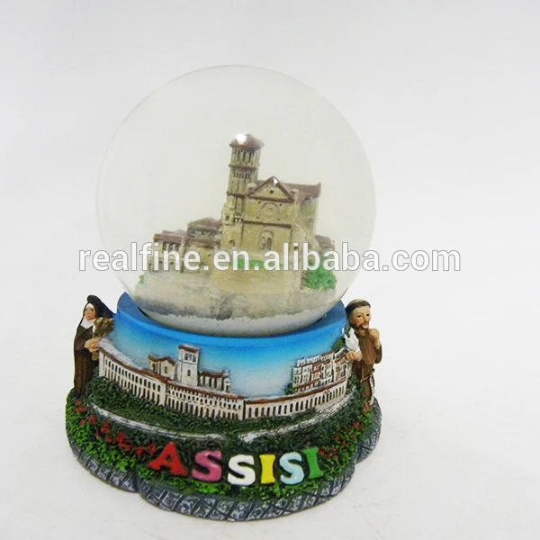 souvenirs gifts resin crafts assisi city snowflake snow globe