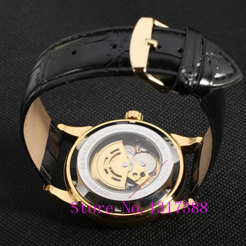 Vogue Leather Strap Watch Fashion Casual Men Skeleton Mechanical Watches Clock Male Relogio Masculino Wristwatches Erkek Saat
