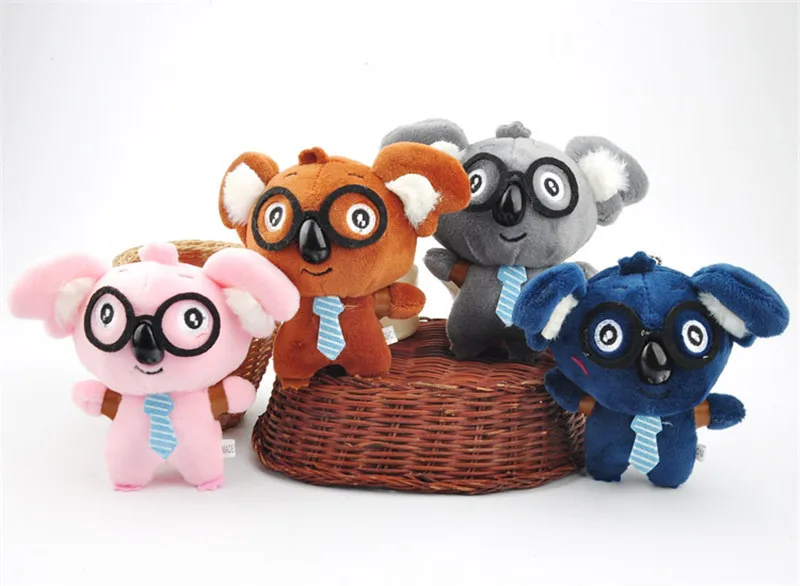 Cute Koala Plush Toys Small Cartoon Glasses Koala Plush Pendants Dolls Key Bag Pendant Party Promotional Gift 12pcslot 12cm (13)