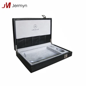 high-end luxury black leather car gift key chain box wholesale