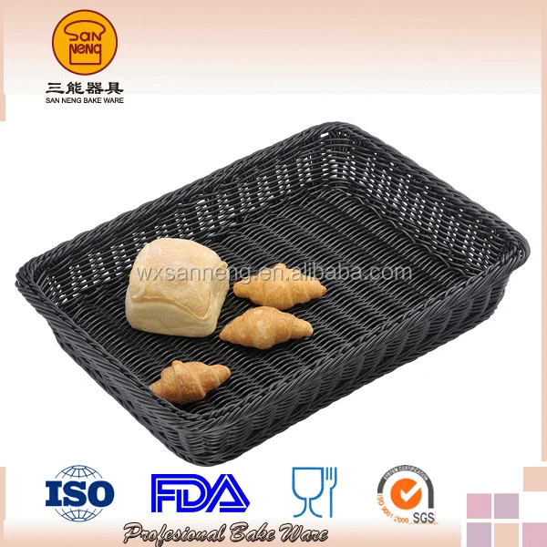 bakery shop display colored deep rectangular bread rattan basket