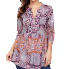 Printed Floral Chiffon Button-Down Pin Tuck Tunic dress