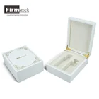 Luxury perfume wooden packaging box in white piano lacquer handmade gift box for two perfume bottle