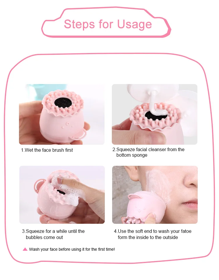 New Design Hot Sale Safety Soft BPA Free Silicon Face Cleansing Brush