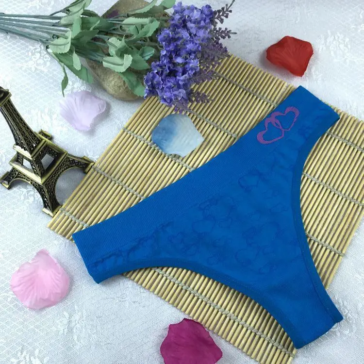 Stock Fashion heart print seamless comfortable elastic Sey Panties Underwear Women Women's Sey Thongs G-string lady Panties Brie