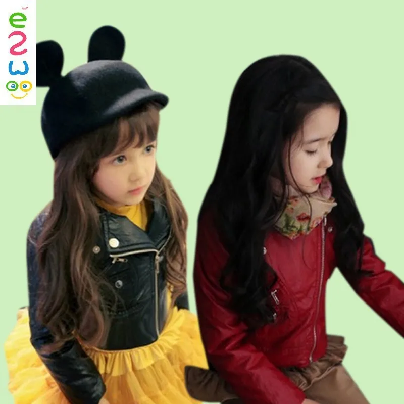 Fancy Children Beautiful Casual Windproof And Watreproof Leather Girls Motorcycle Jackets