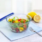 Borosilicate Glass Glass Mixing Bowl Set Clear High Borosilicate Glass Heat Resistant Salad Mixing Bowl With Lid Set