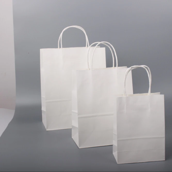 pure white color kraft paper bags for fast food package