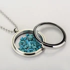 Locket Glass Locket New Collect Gemstone Wishing Stone Glass Locket DIY Charm Stainless Steel Necklace Pendant