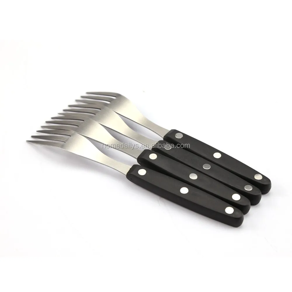 6pcs black handle steak knife and fork set