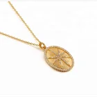 Pure silver 925 gold plated coin pendant vintage necklace jewelry