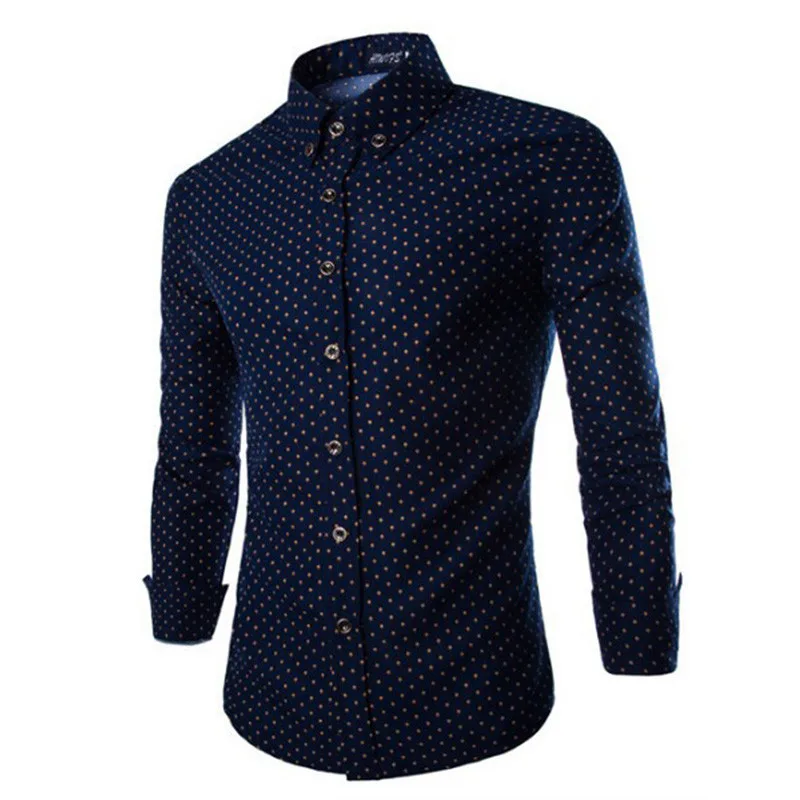 Mens Dress Shirts 2015 Brand New Men Cotton Business Slim Fit Polka Dot Long Sleeve French Cuff Social Shirt Camisa ZHY1680