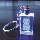 Personalized laser engraving crystal glass led light keychain for decoration