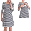 Wholesale Maternity Clothing Three Quarter Sleeve Striped Nursing Mother Dress Breastfeeding