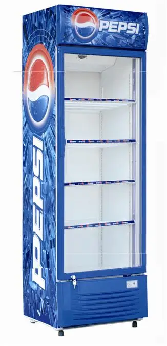 2018 Smad 280-390L Fan Cooling Supermarket Glass Display Showcase Refrigerator