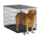 Washable Foldable Metal XXL Size Pet Dog Cage With Plastic Flooring