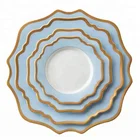 Hot products colored gold rim irregular wedding porcelain plate set