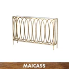 Classic Gold Frame Glass Slender Console Table