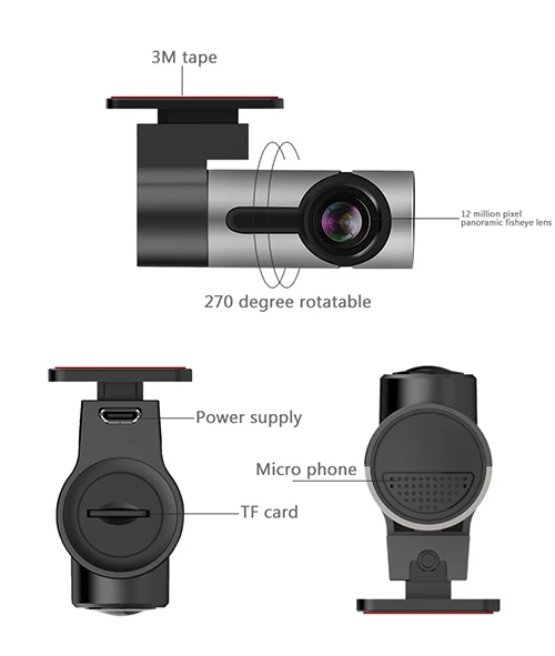 360 degree panoramic car cam tachograph with wifi 5