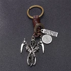 Factory direct sell Punk Metal Vintage Key Chains For Unisex bag pendant Key Rings Grim reaper Skull leather Keyring
