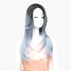 Heat resistant fiber Swiss Lace side Part cheap machine made straight silver blue pink long synthetic Wigs
