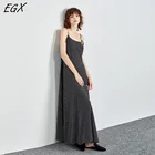 New fashion women sexy low-necked ribbon black polka-dot long dress