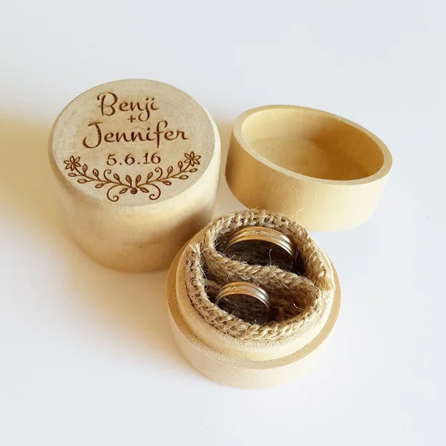 custom bride gift wooden round ring box for sale