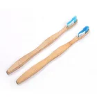 BA-1033 natural white and blue nylon bristle travel bamboo toothbrush