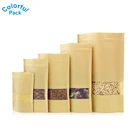 250g snack/tea/coffee/rice food grade snack ziplock stand up pouch kraft packaging paper bag with window