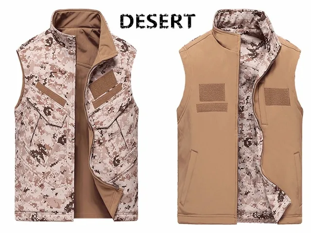 Camouflage Reversible Vest Sleeveless Jacket Coat Outdoor Hunting Fishing  Sports Double Face Soft Shell Tactical Waistcoat Tops - AliExpress