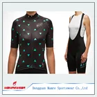 Black Green Printed Pattern Ladies Cycling Jerseys Shorts Kit Road Bike Jerseys Shirts Set Custom