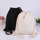 Promotional 100% Cotton Custom Logo Shoulder Backpack Shopping Drawstring Bag