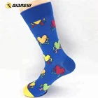 funny cartoon figure and seeat-heart patterned middle long socks for men