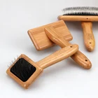 Wholesale Bamboo Pet Slicker Brush for dog grooming with Blister and Silver card packaging