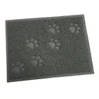 Grey Paw Prints Pet Dog Cat Food Feeding PVC Mats Water Bowl Rectangle