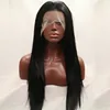 Factory wholesale 8 inch to 40 inch Jet Black Color Lace Front Synthetic Hair Wig Straight