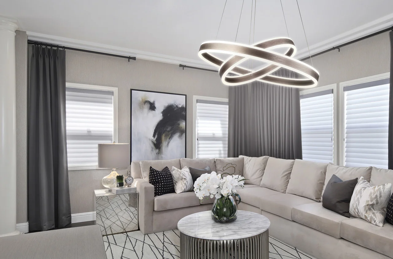 Modern Led New Acrylic Contemporary Circular LED light sour Chandelier Hanging Circle led Pendant Light White color Warm White