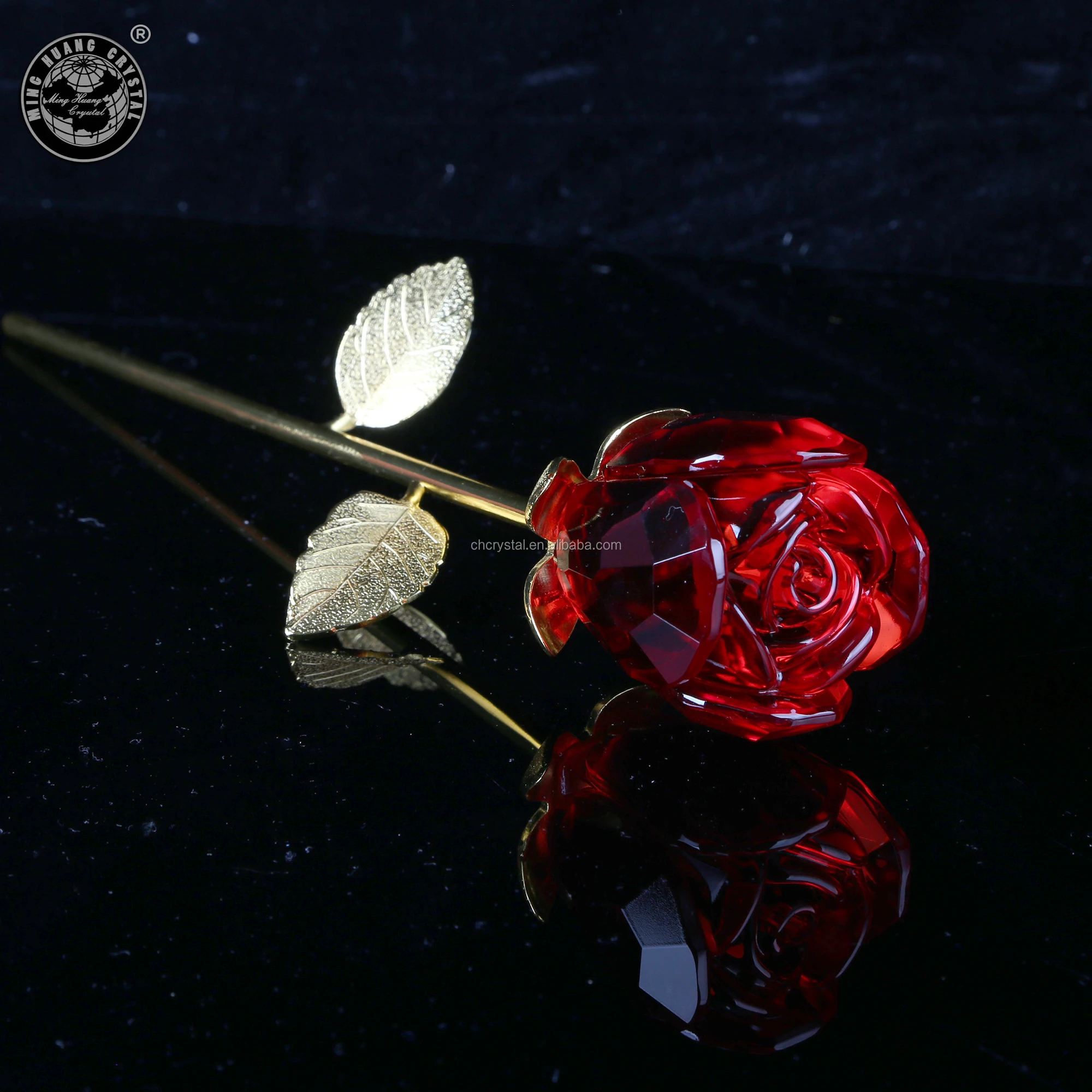 mh-h00115 valentines day gift red crystal rose flower