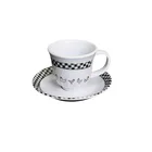 Small White Melamine Coffee Cup and Saucer Plate set of 2